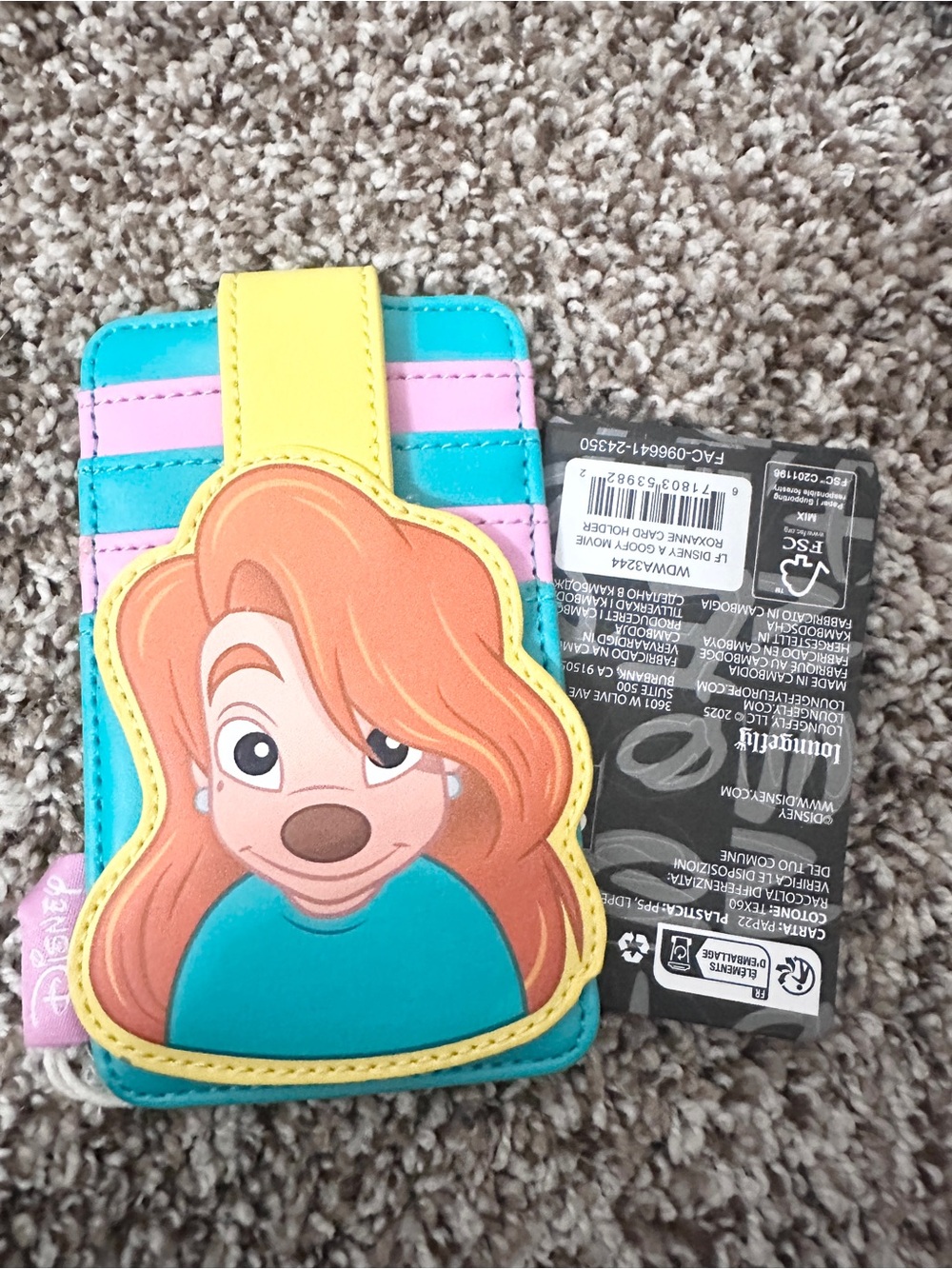 Disney goody movie Stripe Card Holder Wallet - Teal, Pink & Yellow
